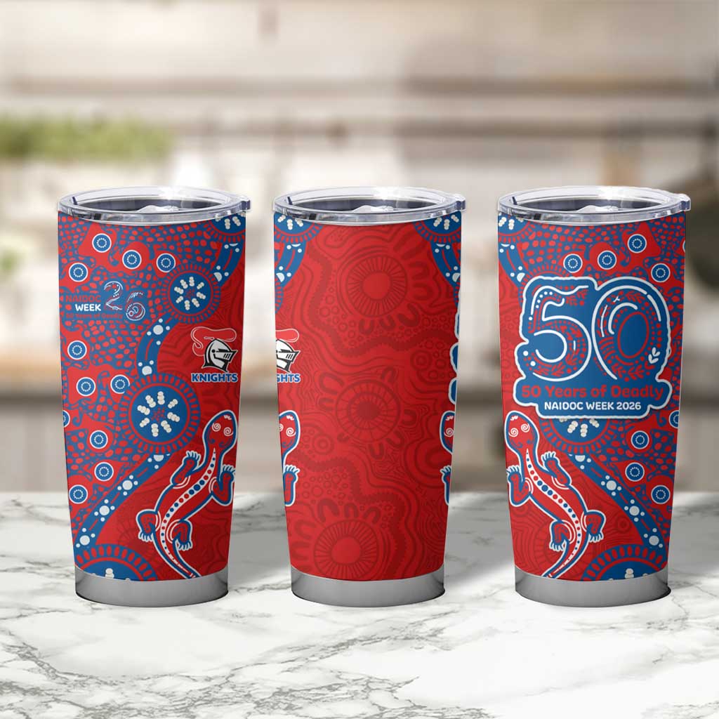 Newcastle Knights NAIDOC Week 2026 Tumbler Cup Aboriginal Lizard Dot Painting - 50 Years of Deadly