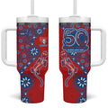 Newcastle Knights NAIDOC Week 2026 Tumbler With Handle Aboriginal Lizard Dot Painting - 50 Years of Deadly