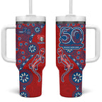 Newcastle Knights NAIDOC Week 2026 Tumbler With Handle Aboriginal Lizard Dot Painting - 50 Years of Deadly