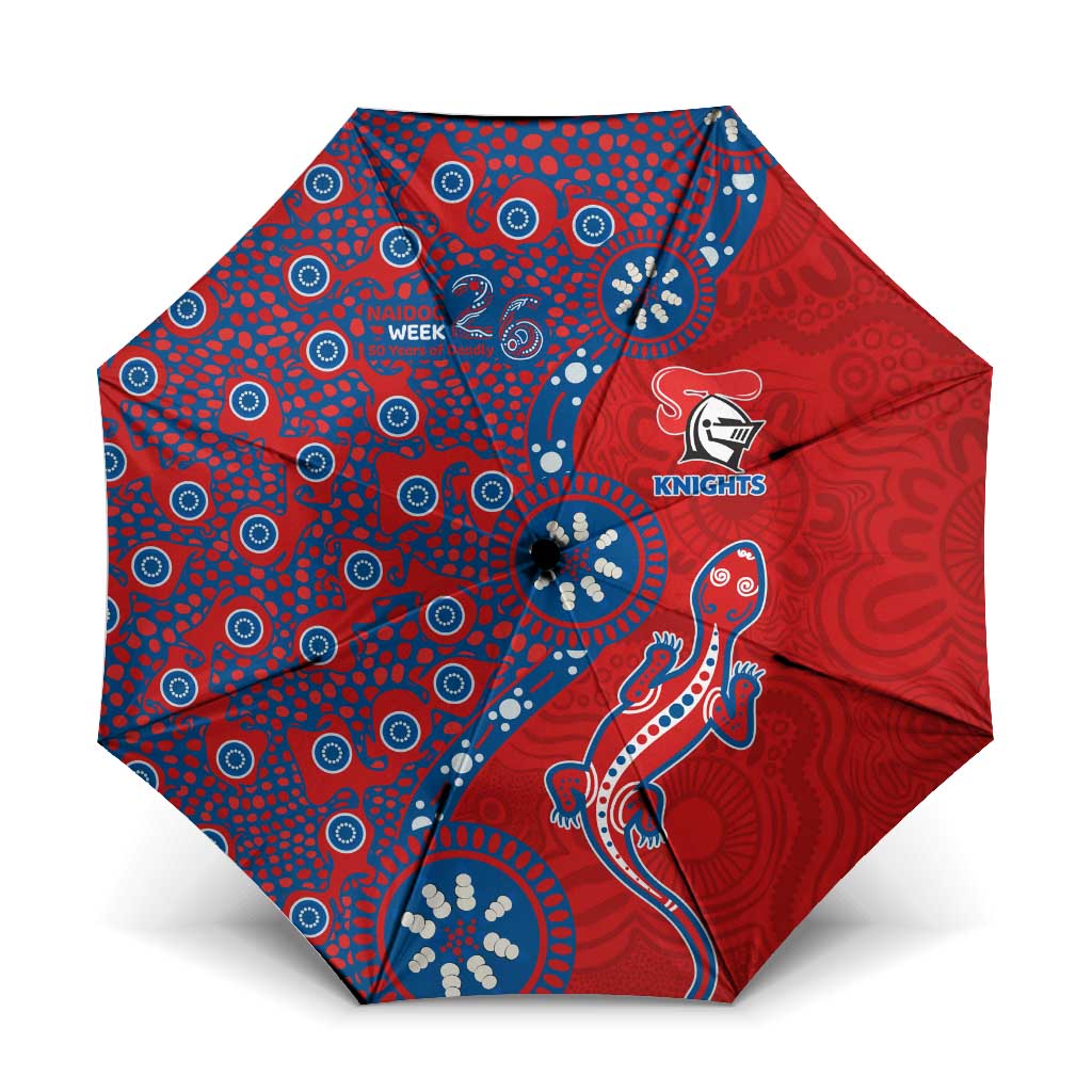Newcastle Knights NAIDOC Week 2026 Umbrella Aboriginal Lizard Dot Painting - 50 Years of Deadly
