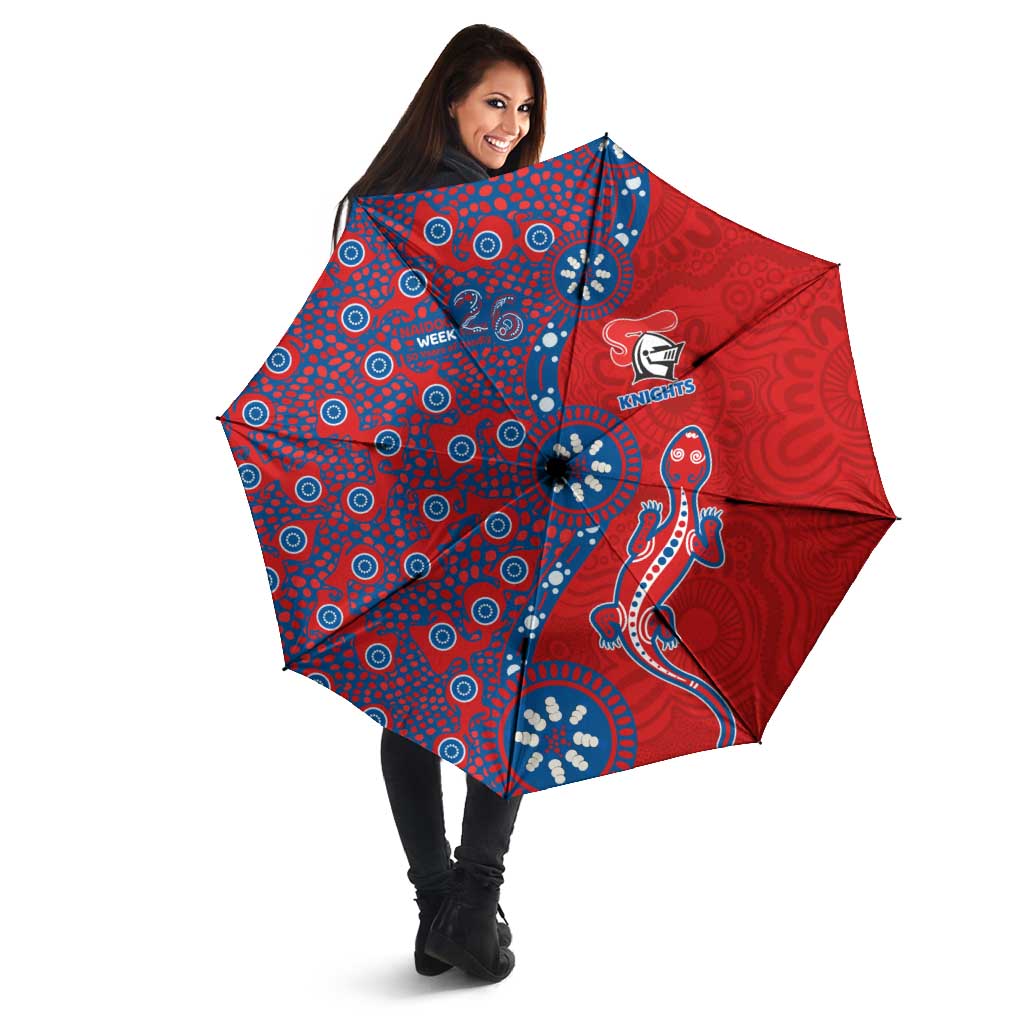 Newcastle Knights NAIDOC Week 2026 Umbrella Aboriginal Lizard Dot Painting - 50 Years of Deadly