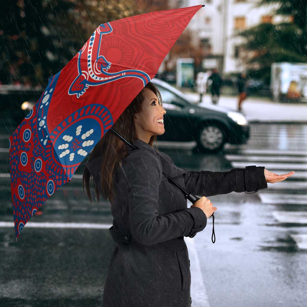 Newcastle Knights NAIDOC Week 2026 Umbrella Aboriginal Lizard Dot Painting - 50 Years of Deadly