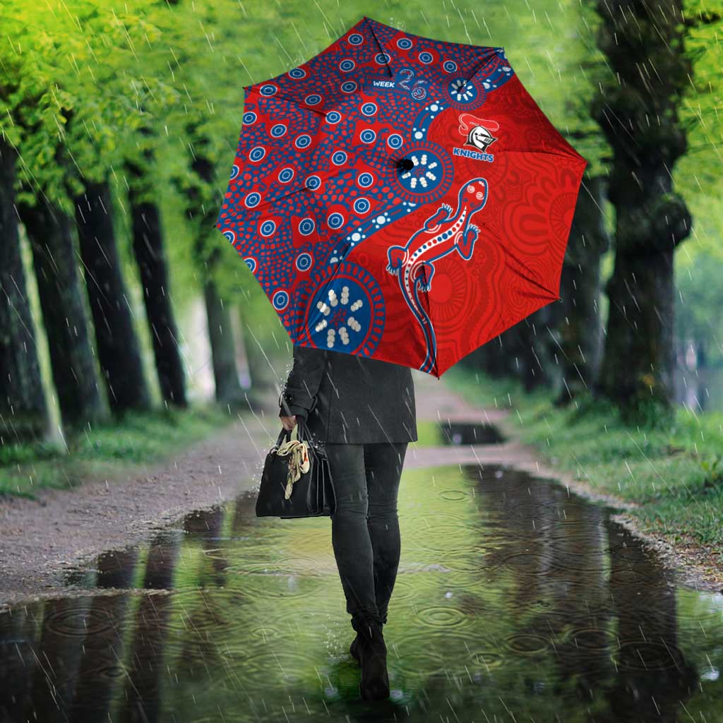 Newcastle Knights NAIDOC Week 2026 Umbrella Aboriginal Lizard Dot Painting - 50 Years of Deadly