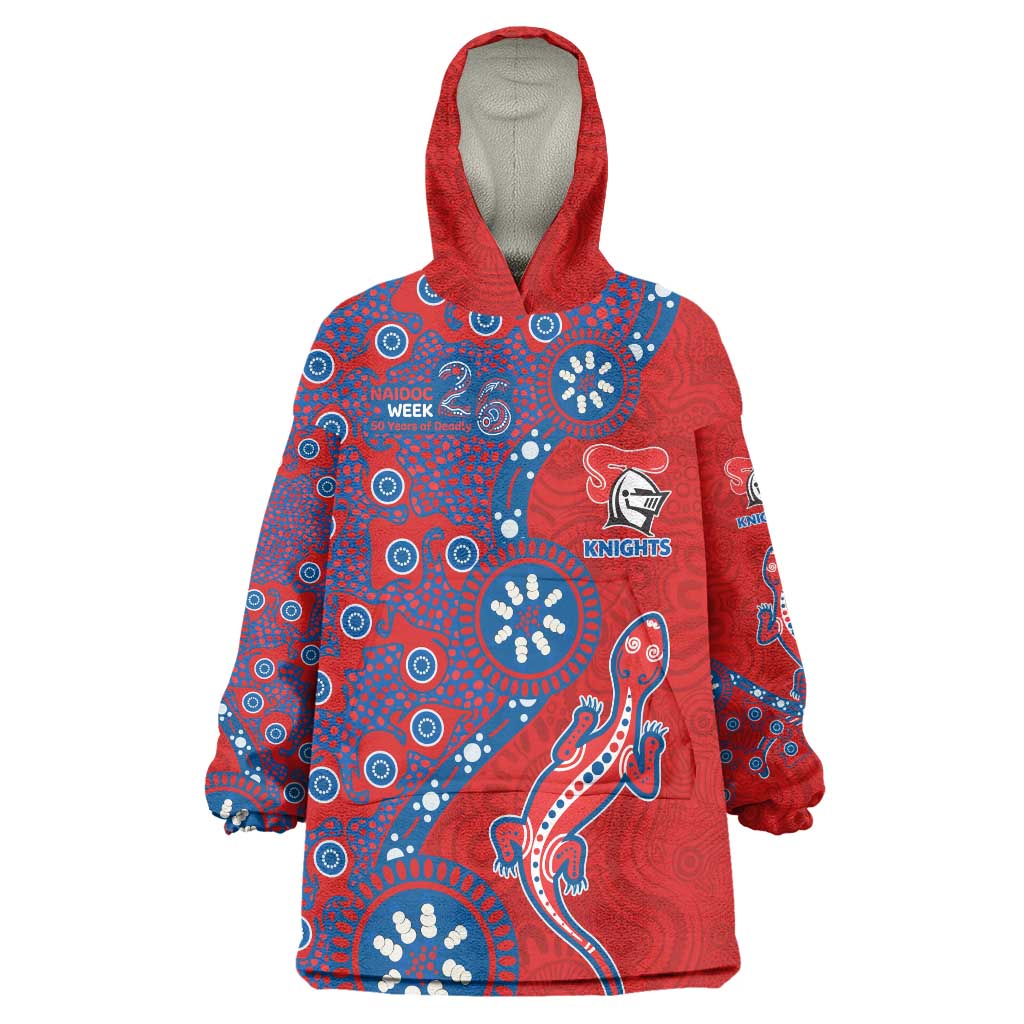 Newcastle Knights NAIDOC Week 2026 Wearable Blanket Hoodie Aboriginal Lizard Dot Painting - 50 Years of Deadly