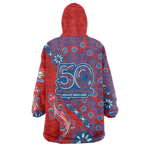 Newcastle Knights NAIDOC Week 2026 Wearable Blanket Hoodie Aboriginal Lizard Dot Painting - 50 Years of Deadly