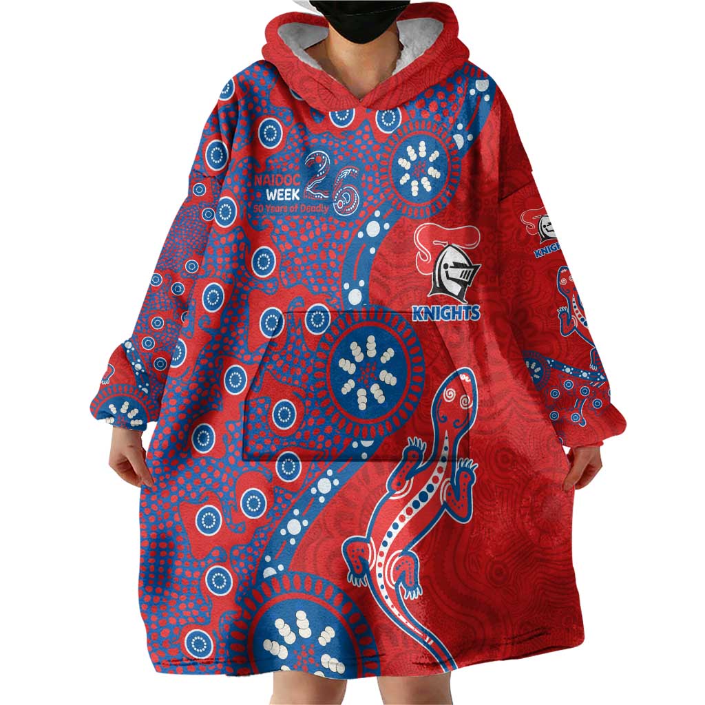 Newcastle Knights NAIDOC Week 2026 Wearable Blanket Hoodie Aboriginal Lizard Dot Painting - 50 Years of Deadly