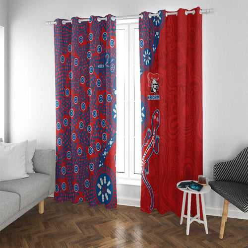 Newcastle Knights NAIDOC Week 2026 Window Curtain Aboriginal Lizard Dot Painting - 50 Years of Deadly