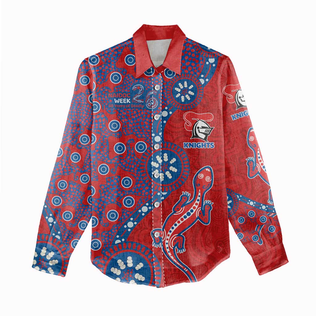 Newcastle Knights NAIDOC Week 2026 Women Casual Shirt Aboriginal Lizard Dot Painting - 50 Years of Deadly