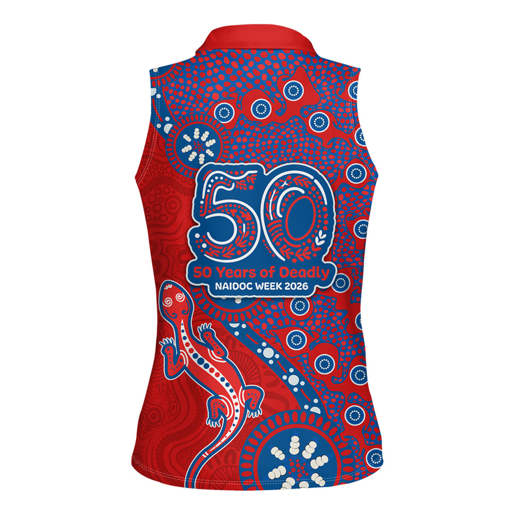 Newcastle Knights NAIDOC Week 2026 Women Sleeveless Polo Shirt Aboriginal Lizard Dot Painting - 50 Years of Deadly