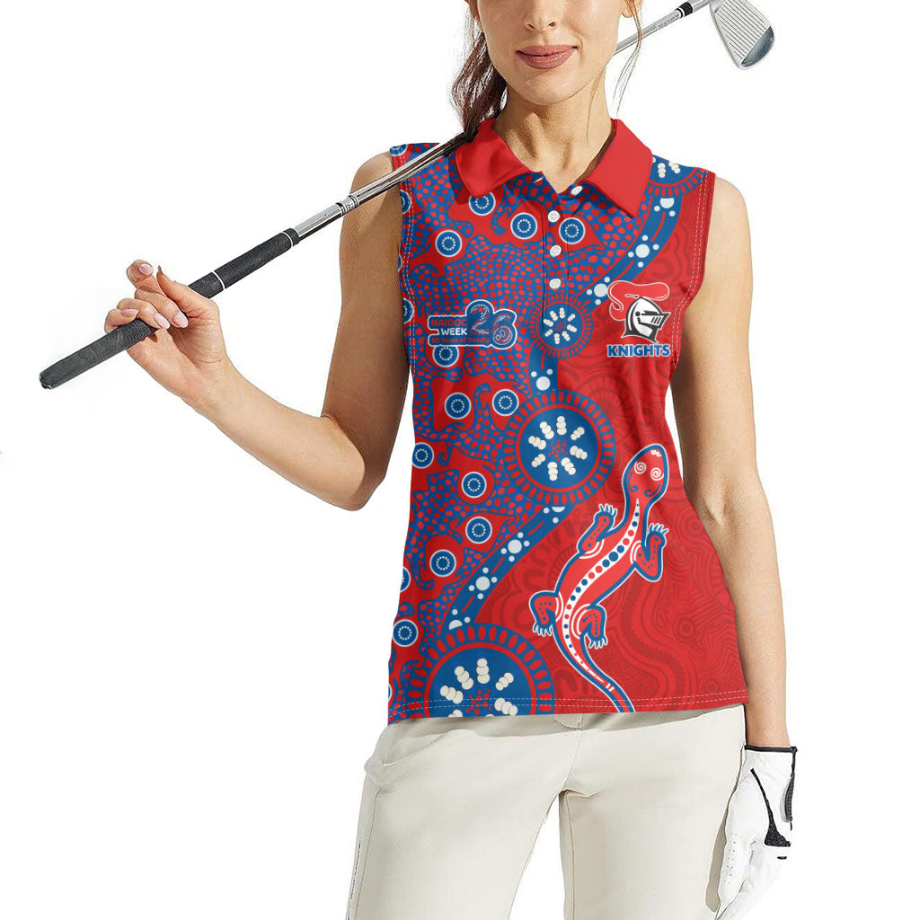 Newcastle Knights NAIDOC Week 2026 Women Sleeveless Polo Shirt Aboriginal Lizard Dot Painting - 50 Years of Deadly