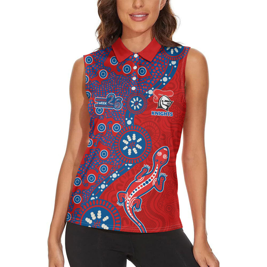 Newcastle Knights NAIDOC Week 2026 Women Sleeveless Polo Shirt Aboriginal Lizard Dot Painting - 50 Years of Deadly