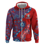 Newcastle Knights NAIDOC Week 2026 Zip Hoodie Aboriginal Lizard Dot Painting - 50 Years of Deadly