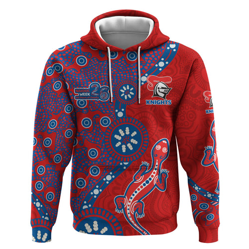 Newcastle Knights NAIDOC Week 2026 Zip Hoodie Aboriginal Lizard Dot Painting - 50 Years of Deadly