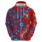 Newcastle Knights NAIDOC Week 2026 Zip Hoodie Aboriginal Lizard Dot Painting - 50 Years of Deadly