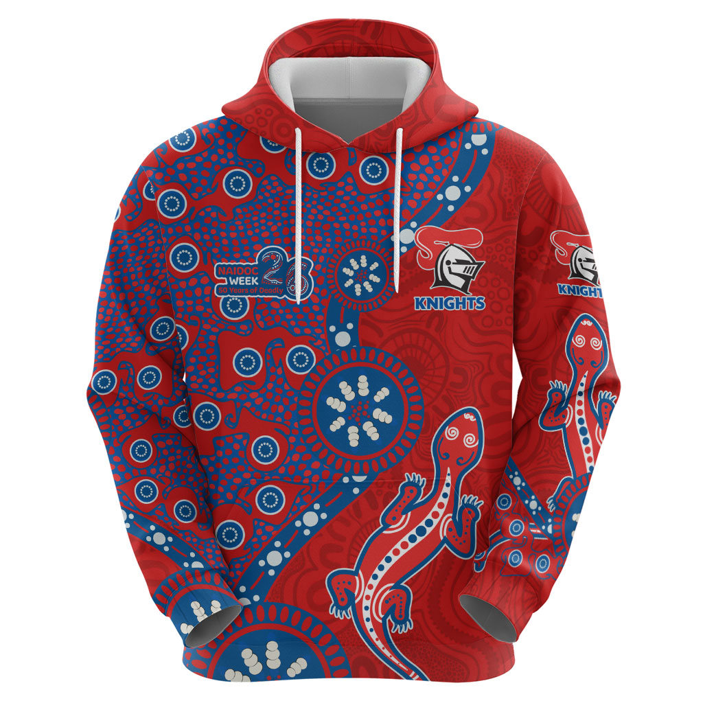 Newcastle Knights NAIDOC Week 2026 Zip Hoodie Aboriginal Lizard Dot Painting - 50 Years of Deadly