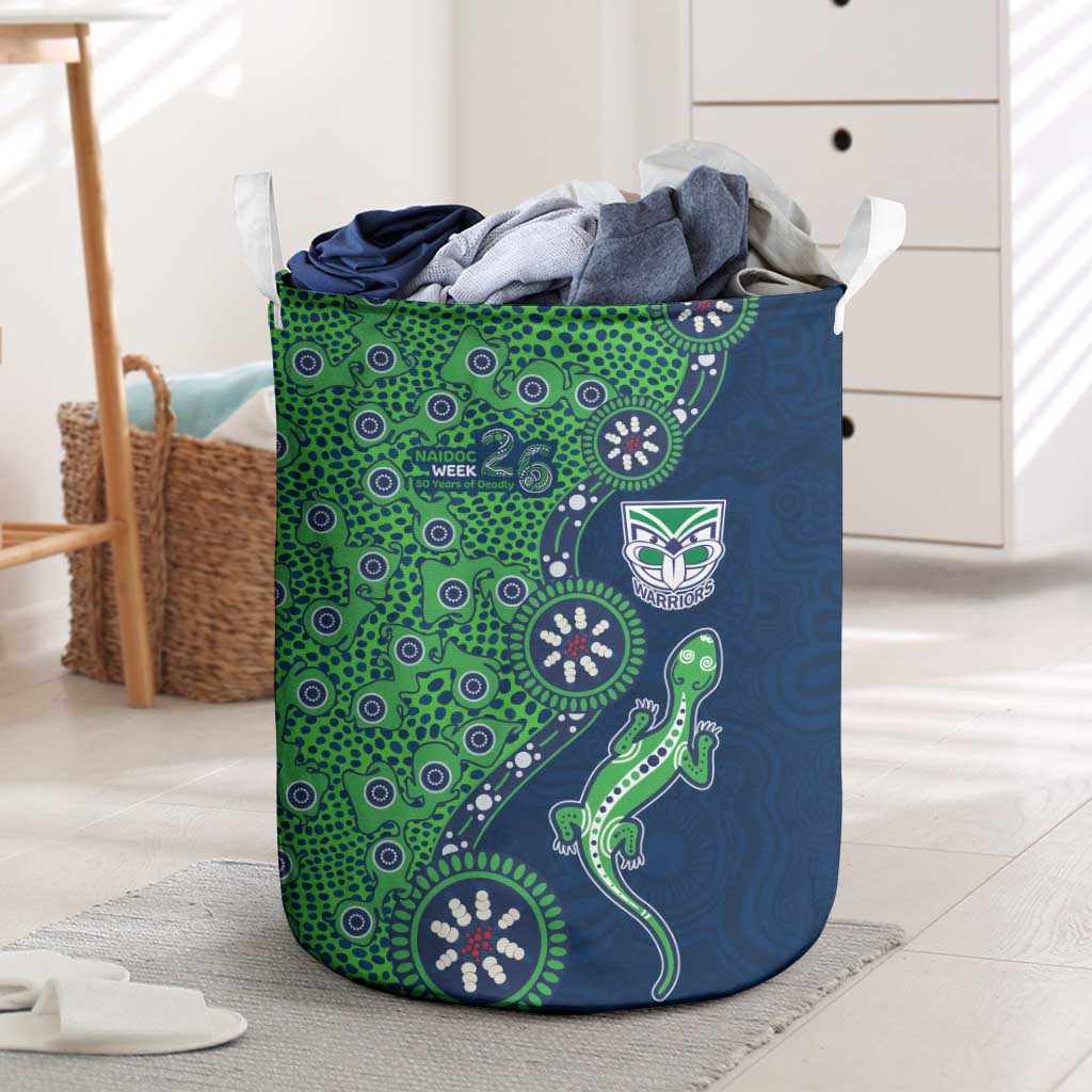 New Zealand Warriors NAIDOC Week 2026 Laundry Basket Aboriginal Lizard Dot Painting - 50 Years of Deadly