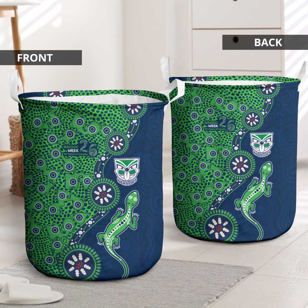 New Zealand Warriors NAIDOC Week 2026 Laundry Basket Aboriginal Lizard Dot Painting - 50 Years of Deadly