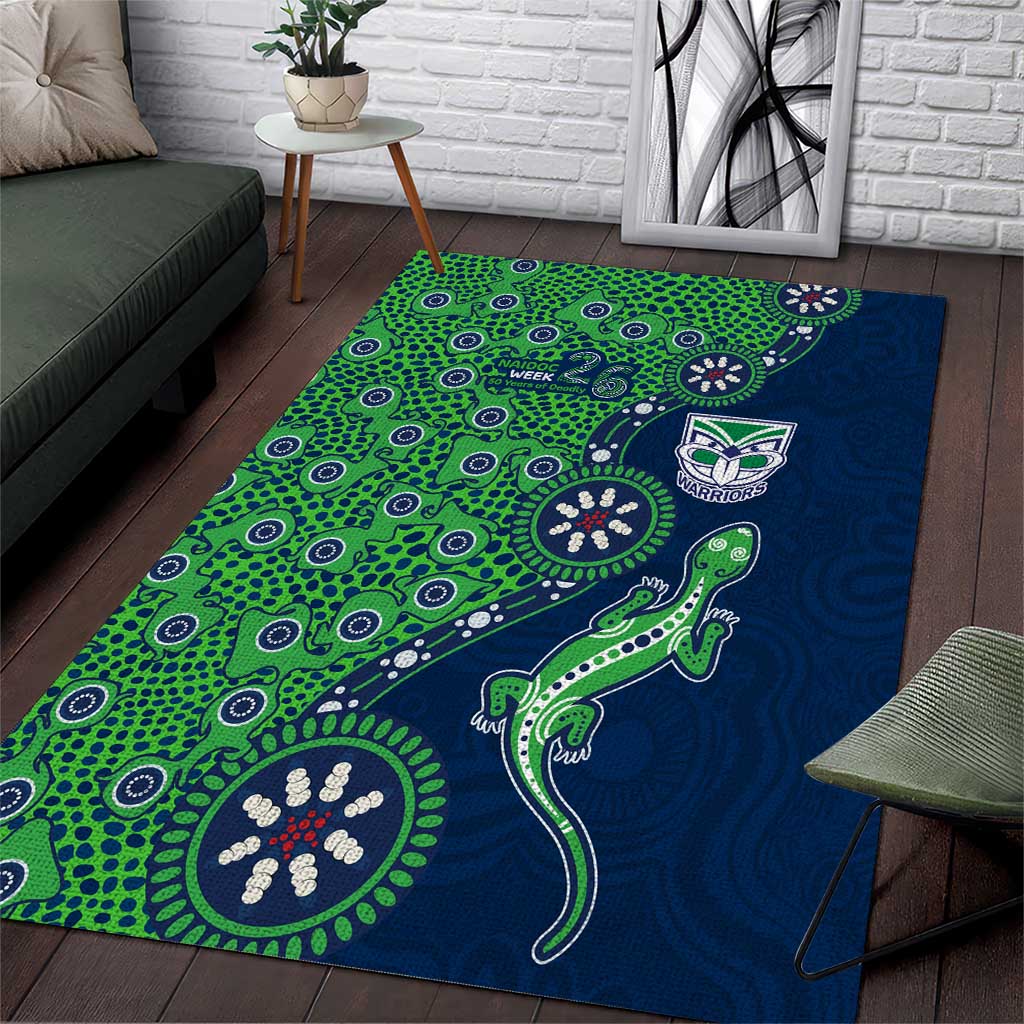 New Zealand Warriors NAIDOC Week 2026 Area Rug Aboriginal Lizard Dot Painting - 50 Years of Deadly