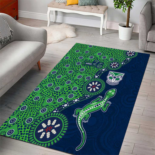 New Zealand Warriors NAIDOC Week 2026 Area Rug Aboriginal Lizard Dot Painting - 50 Years of Deadly