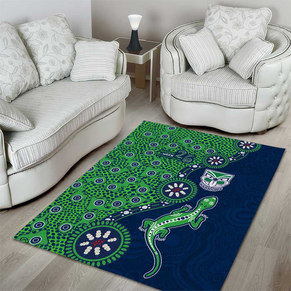 New Zealand Warriors NAIDOC Week 2026 Area Rug Aboriginal Lizard Dot Painting - 50 Years of Deadly