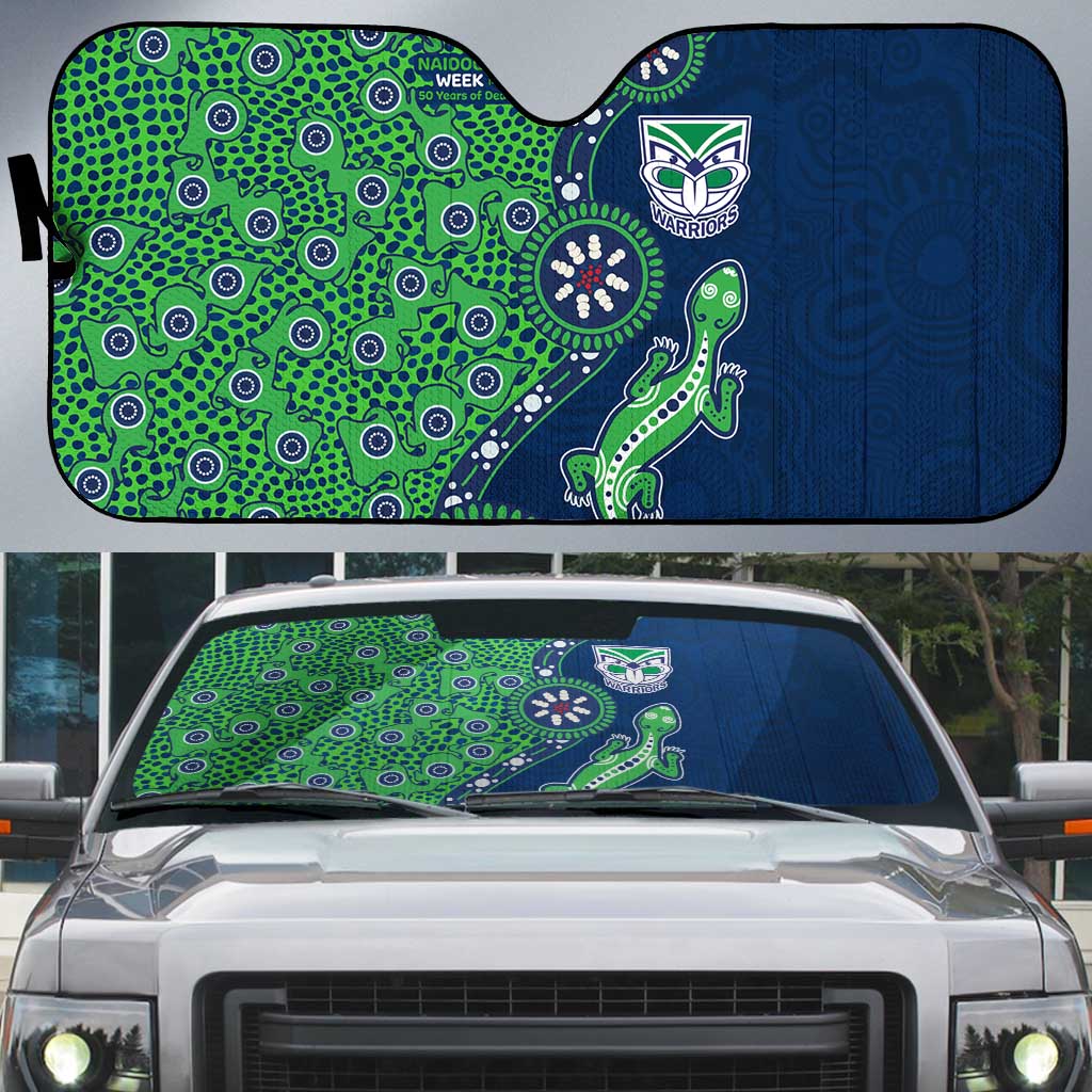 New Zealand Warriors NAIDOC Week 2026 Auto Sun Shade Aboriginal Lizard Dot Painting - 50 Years of Deadly