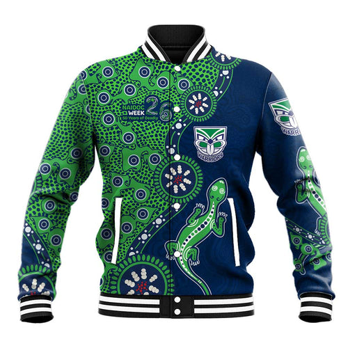 New Zealand Warriors NAIDOC Week 2026 Baseball Jacket Aboriginal Lizard Dot Painting - 50 Years of Deadly