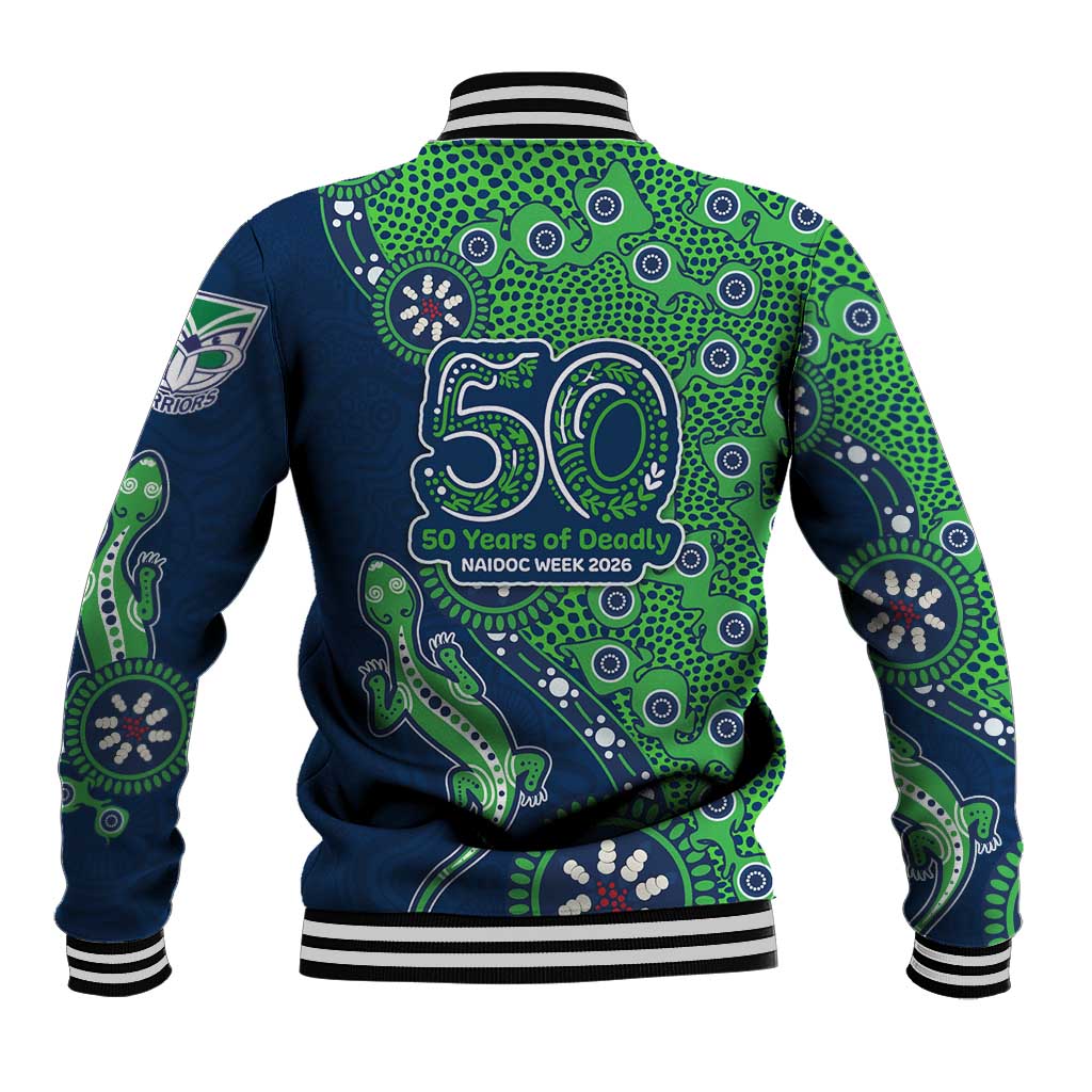 New Zealand Warriors NAIDOC Week 2026 Baseball Jacket Aboriginal Lizard Dot Painting - 50 Years of Deadly