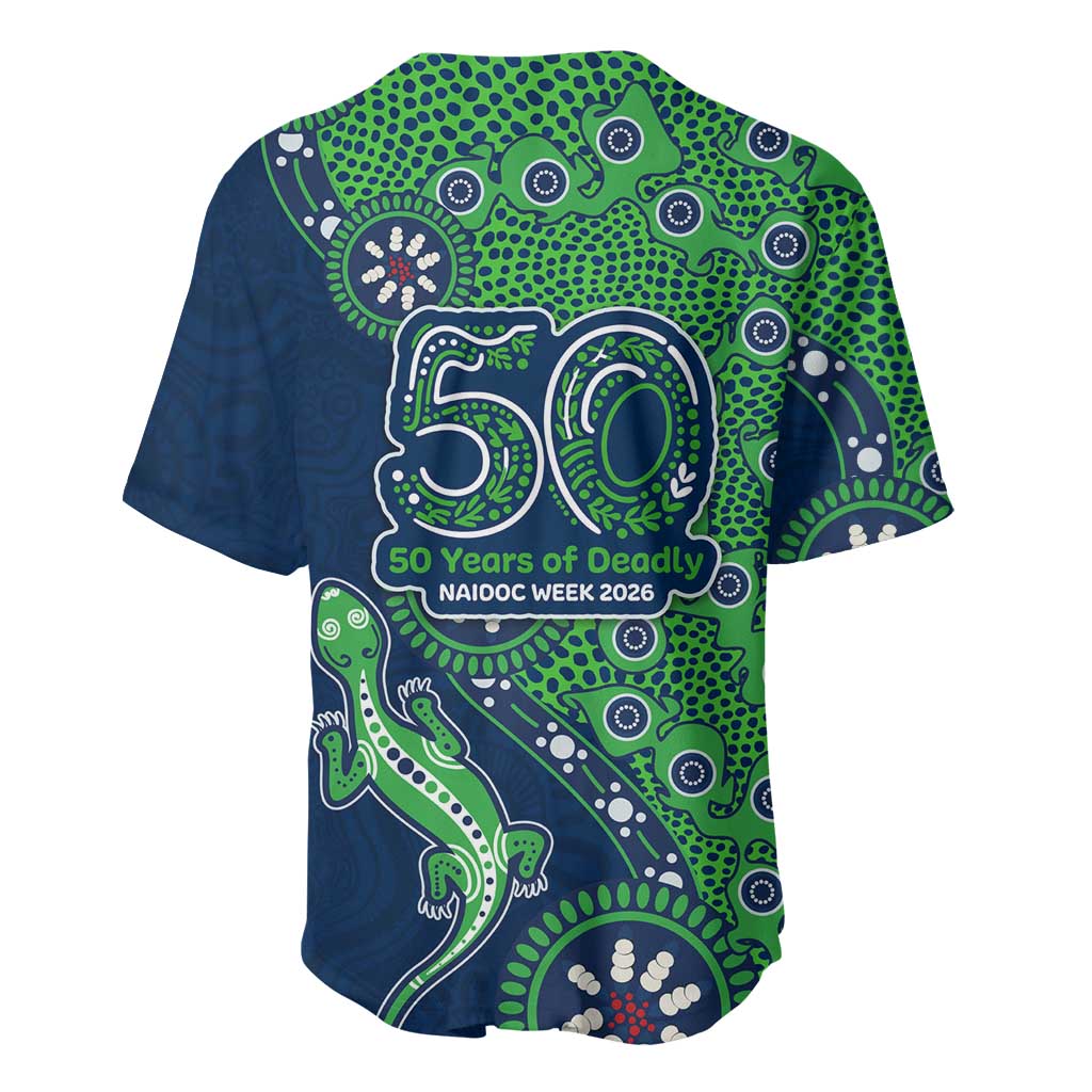 New Zealand Warriors NAIDOC Week 2026 Baseball Jersey Aboriginal Lizard Dot Painting - 50 Years of Deadly