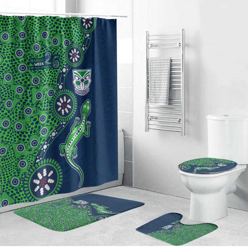 New Zealand Warriors NAIDOC Week 2026 Bathroom Set Aboriginal Lizard Dot Painting - 50 Years of Deadly