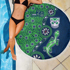 New Zealand Warriors NAIDOC Week 2026 Beach Blanket Aboriginal Lizard Dot Painting - 50 Years of Deadly