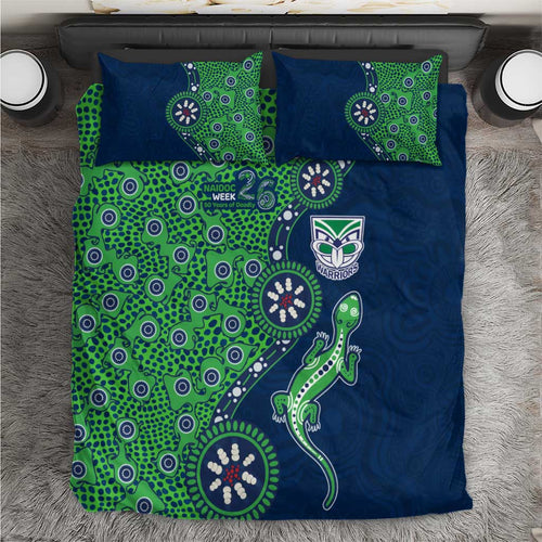 New Zealand Warriors NAIDOC Week 2026 Bedding Set Aboriginal Lizard Dot Painting - 50 Years of Deadly