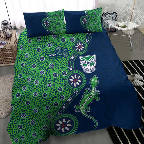 New Zealand Warriors NAIDOC Week 2026 Bedding Set Aboriginal Lizard Dot Painting - 50 Years of Deadly
