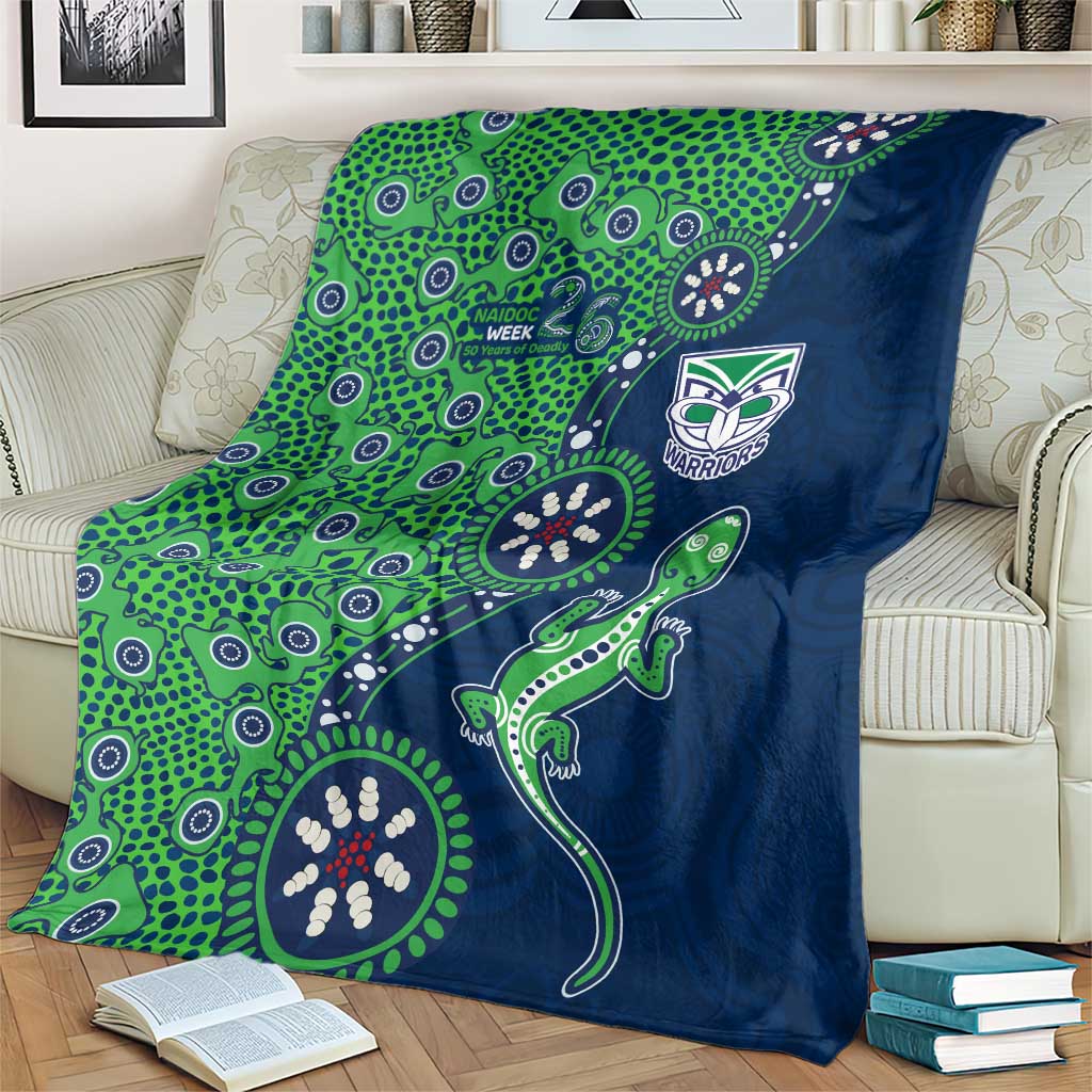 New Zealand Warriors NAIDOC Week 2026 Blanket Aboriginal Lizard Dot Painting - 50 Years of Deadly
