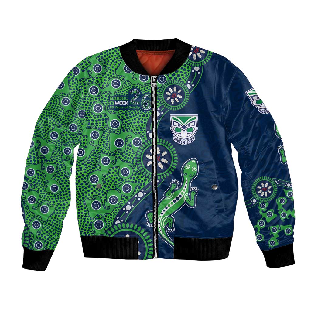 New Zealand Warriors NAIDOC Week 2026 Bomber Jacket Aboriginal Lizard Dot Painting - 50 Years of Deadly