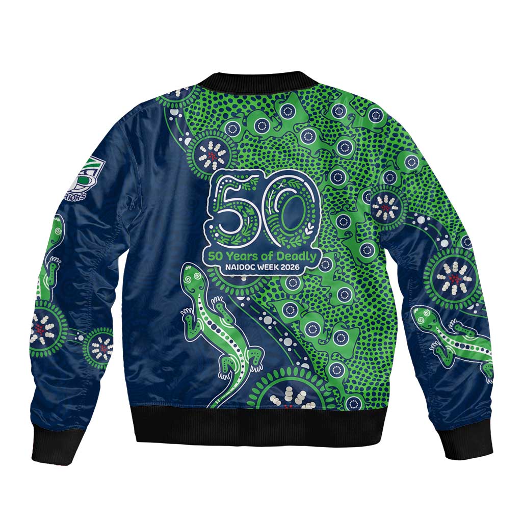 New Zealand Warriors NAIDOC Week 2026 Bomber Jacket Aboriginal Lizard Dot Painting - 50 Years of Deadly