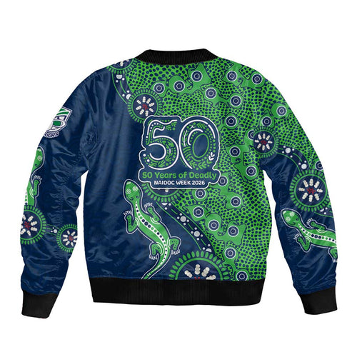 New Zealand Warriors NAIDOC Week 2026 Bomber Jacket Aboriginal Lizard Dot Painting - 50 Years of Deadly