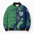 New Zealand Warriors NAIDOC Week 2026 Bomber Puffer Jacket Aboriginal Lizard Dot Painting - 50 Years of Deadly