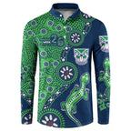 New Zealand Warriors NAIDOC Week 2026 Button Sweatshirt Aboriginal Lizard Dot Painting - 50 Years of Deadly