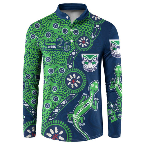New Zealand Warriors NAIDOC Week 2026 Button Sweatshirt Aboriginal Lizard Dot Painting - 50 Years of Deadly