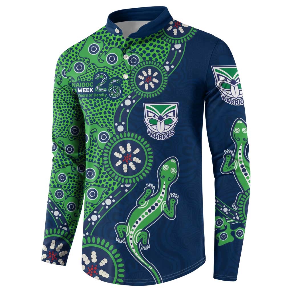 New Zealand Warriors NAIDOC Week 2026 Button Sweatshirt Aboriginal Lizard Dot Painting - 50 Years of Deadly