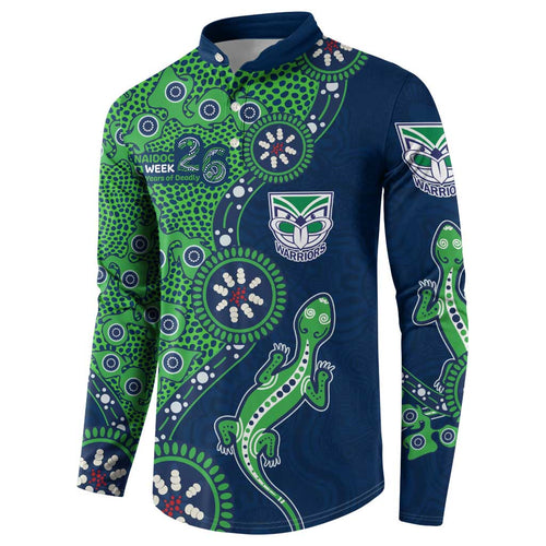 New Zealand Warriors NAIDOC Week 2026 Button Sweatshirt Aboriginal Lizard Dot Painting - 50 Years of Deadly