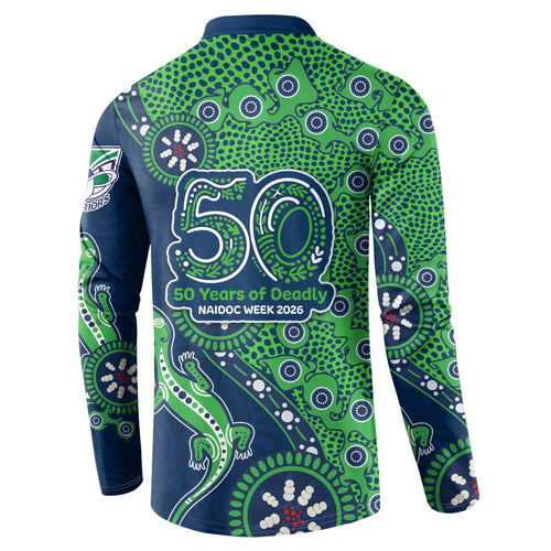 New Zealand Warriors NAIDOC Week 2026 Button Sweatshirt Aboriginal Lizard Dot Painting - 50 Years of Deadly