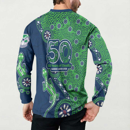 New Zealand Warriors NAIDOC Week 2026 Button Sweatshirt Aboriginal Lizard Dot Painting - 50 Years of Deadly