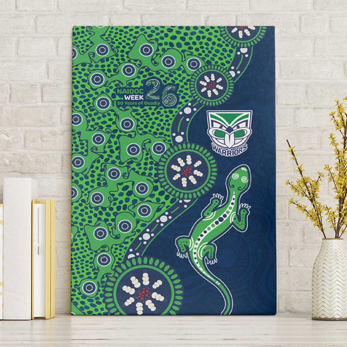 New Zealand Warriors NAIDOC Week 2026 Canvas Wall Art Aboriginal Lizard Dot Painting - 50 Years of Deadly