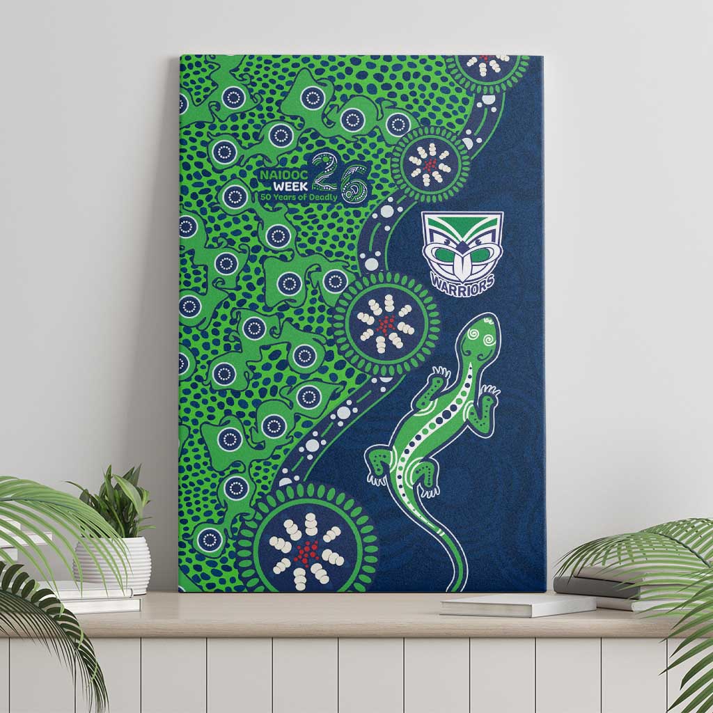 New Zealand Warriors NAIDOC Week 2026 Canvas Wall Art Aboriginal Lizard Dot Painting - 50 Years of Deadly