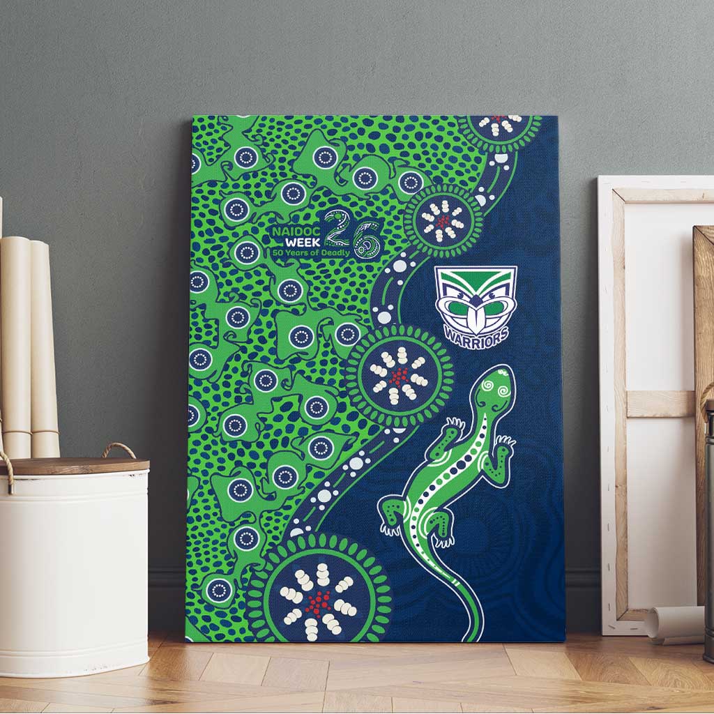 New Zealand Warriors NAIDOC Week 2026 Canvas Wall Art Aboriginal Lizard Dot Painting - 50 Years of Deadly