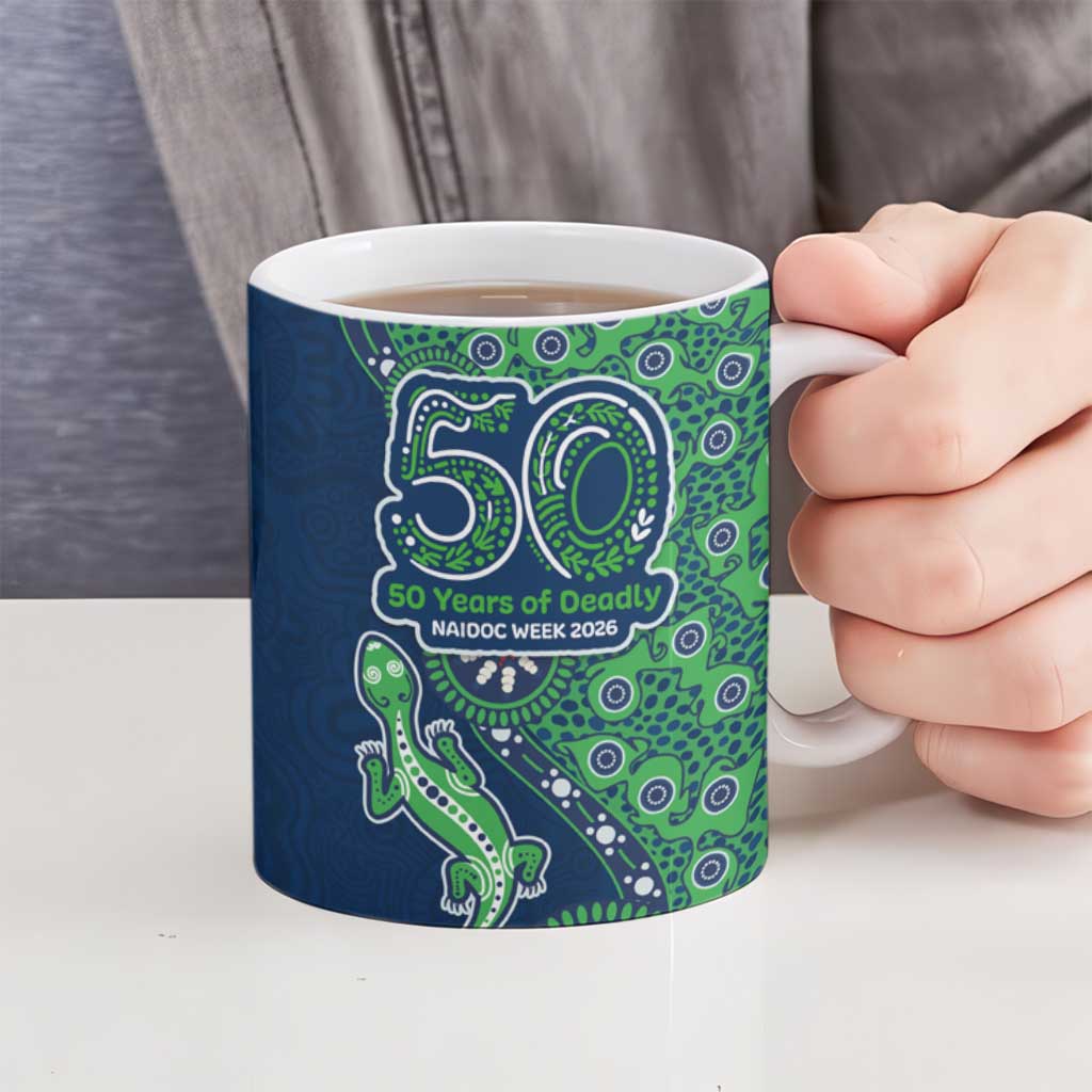 New Zealand Warriors NAIDOC Week 2026 Ceramic Mug Aboriginal Lizard Dot Painting - 50 Years of Deadly