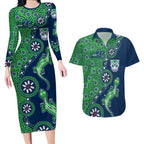 New Zealand Warriors NAIDOC Week 2026 Couples Matching Long Sleeve Bodycon Dress and Hawaiian Shirt Aboriginal Lizard Dot Painting - 50 Years of Deadly