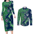 New Zealand Warriors NAIDOC Week 2026 Couples Matching Long Sleeve Bodycon Dress and Long Sleeve Button Shirt Aboriginal Lizard Dot Painting - 50 Years of Deadly