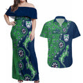 New Zealand Warriors NAIDOC Week 2026 Couples Matching Off Shoulder Maxi Dress and Hawaiian Shirt Aboriginal Lizard Dot Painting - 50 Years of Deadly
